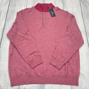NWT Vineyard Vines Birdseye Mock 1/4 Zip‎ Sweater XL Pink Pullover Mens $185